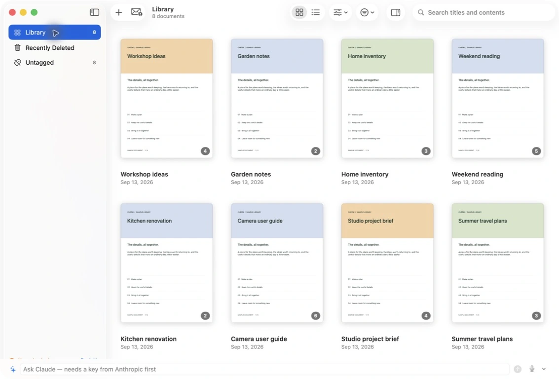 Fileshare real app interface with sample documents